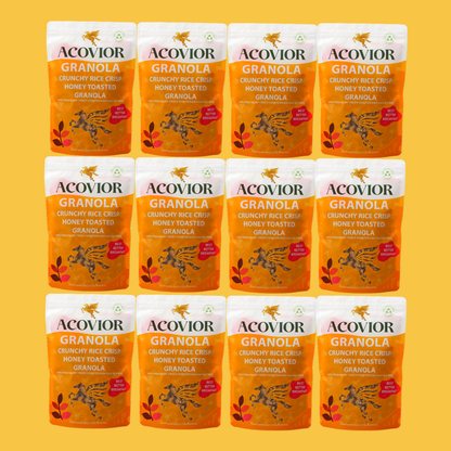 Acovior Crunchy Rice Crisp Honey Toasted Granola - Family 12 Pack