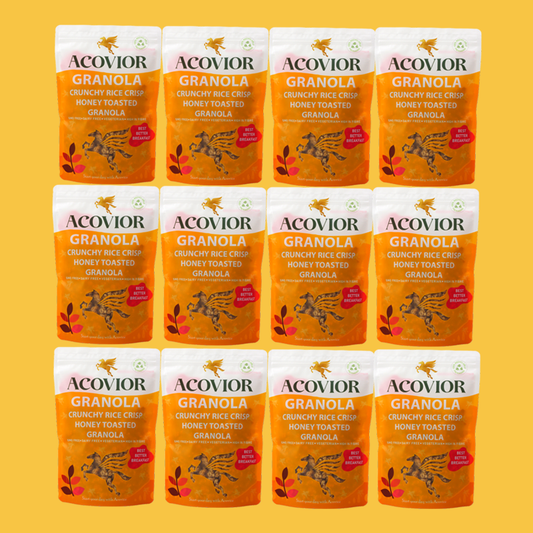 Acovior Crunchy Rice Crisp Honey Toasted Granola - Family 12 Pack