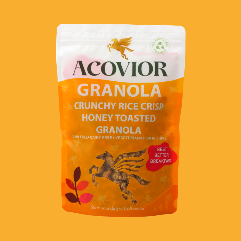 Crunchy Rice Crisp, Rice Crisp & Honey, 100% Whole Grain Oats, prebiotic, granola, plant based, breakfast, weight loss diet, sugar free, healthy breakfast, no added sugar, high in fibre, vegan friendly, plant based, vegan, vegetarian, keto, 100% plant based, planet, source of protein