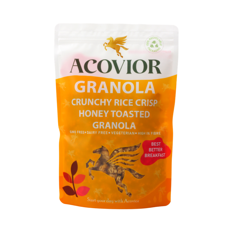 Crunchy Rice Crisp, Rice Crisp & Honey, 100% Whole Grain Oats, prebiotic, granola, plant based, breakfast, weight loss diet, sugar free, healthy breakfast, no added sugar, high in fibre, vegan friendly, plant based, vegan, vegetarian, keto, 100% plant based, planet, source of protein